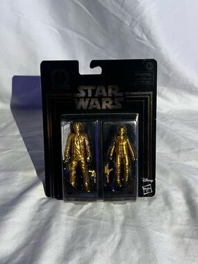 Hasbro Star Wars Gold Metallic Han Solo & Princess Leia Figures